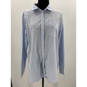Amazon Essentials‎ Women's Striped Button Down Shirt Blue White XL Long Sleeve